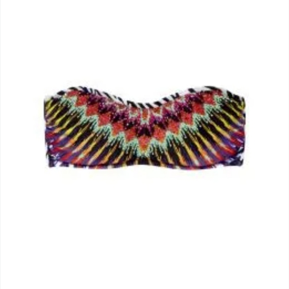 Pilyq Embroidered Bandeau Top & Teeny Bkack Bottom Bikini Swimsuit Set - Picture 8 of 14